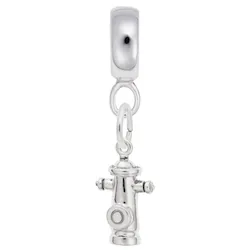 Fire Hydrant Charm Dangle Bead In Sterling Silver