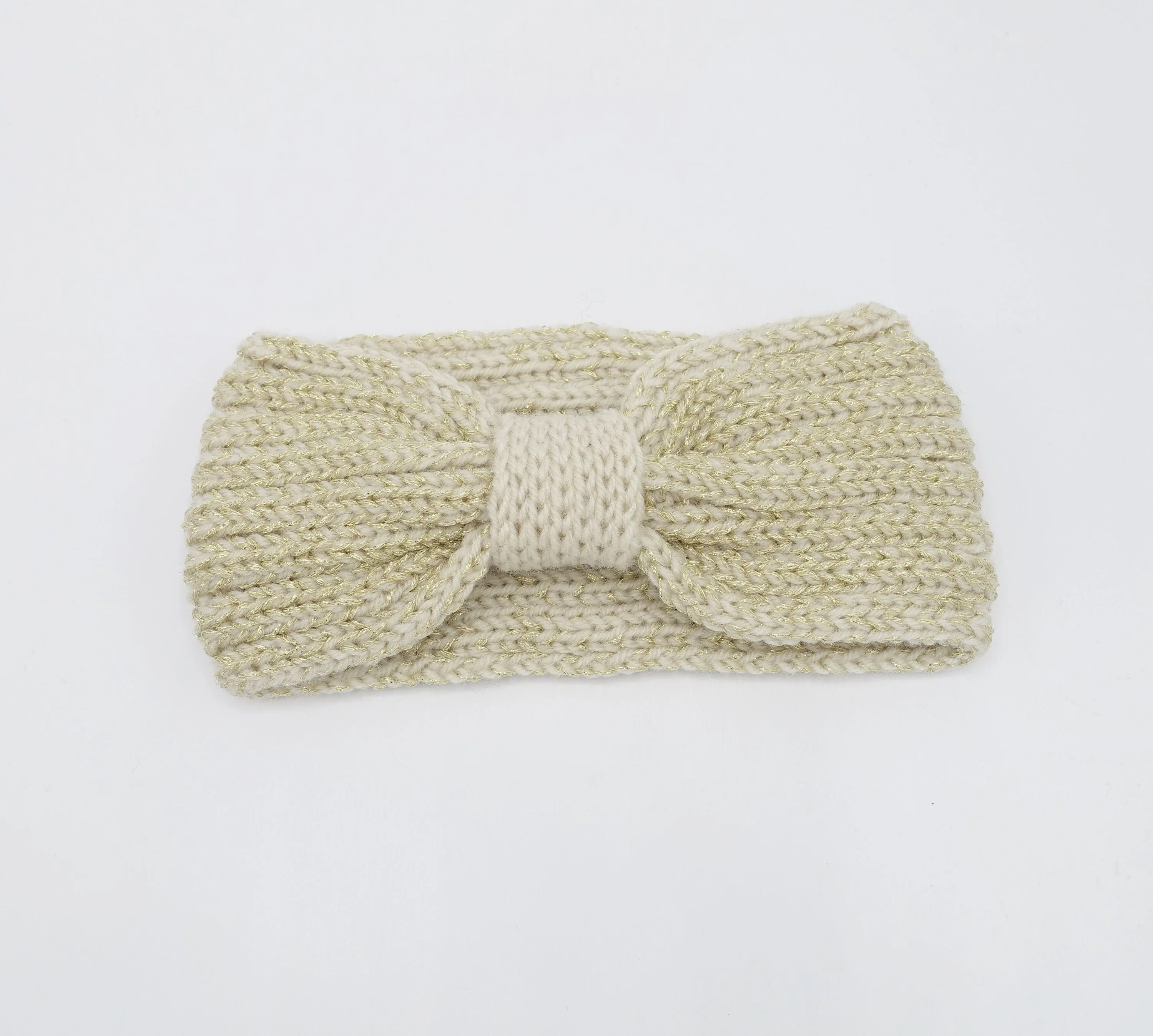 golden glittering knit knot headband for women