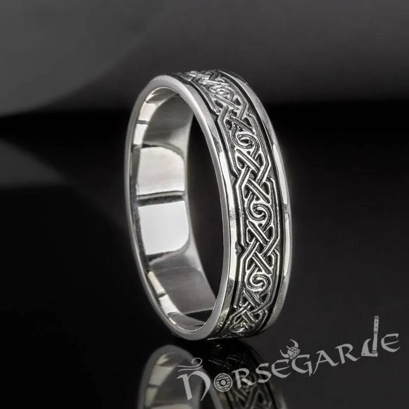 Handcrafted Ornamental Borre Art Band - Sterling Silver