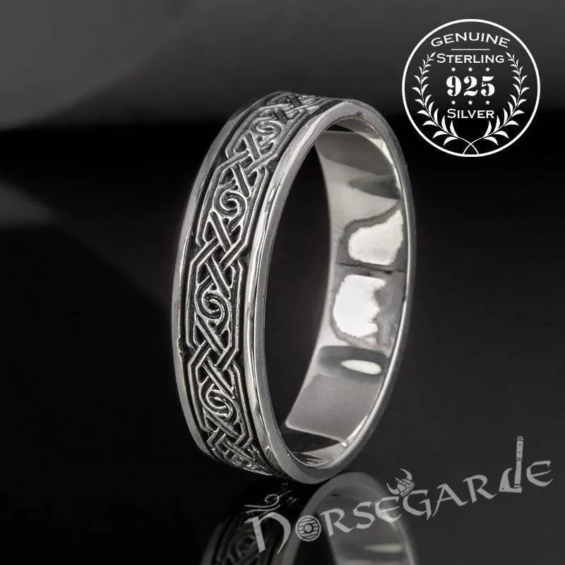 Handcrafted Ornamental Borre Art Band - Sterling Silver