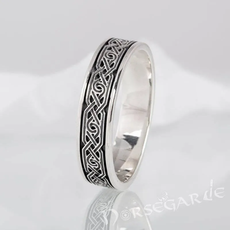 Handcrafted Ornamental Borre Art Band - Sterling Silver