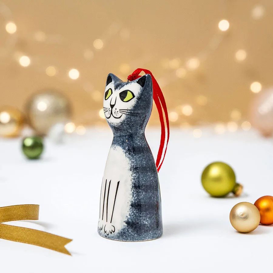 Handmade Ceramic Cat Christmas Tree Decoration x 4