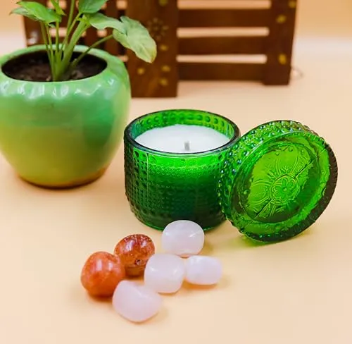 HARINI Prosperity Candle: Green Coconut Soy Wax in Elegant Glass Holder