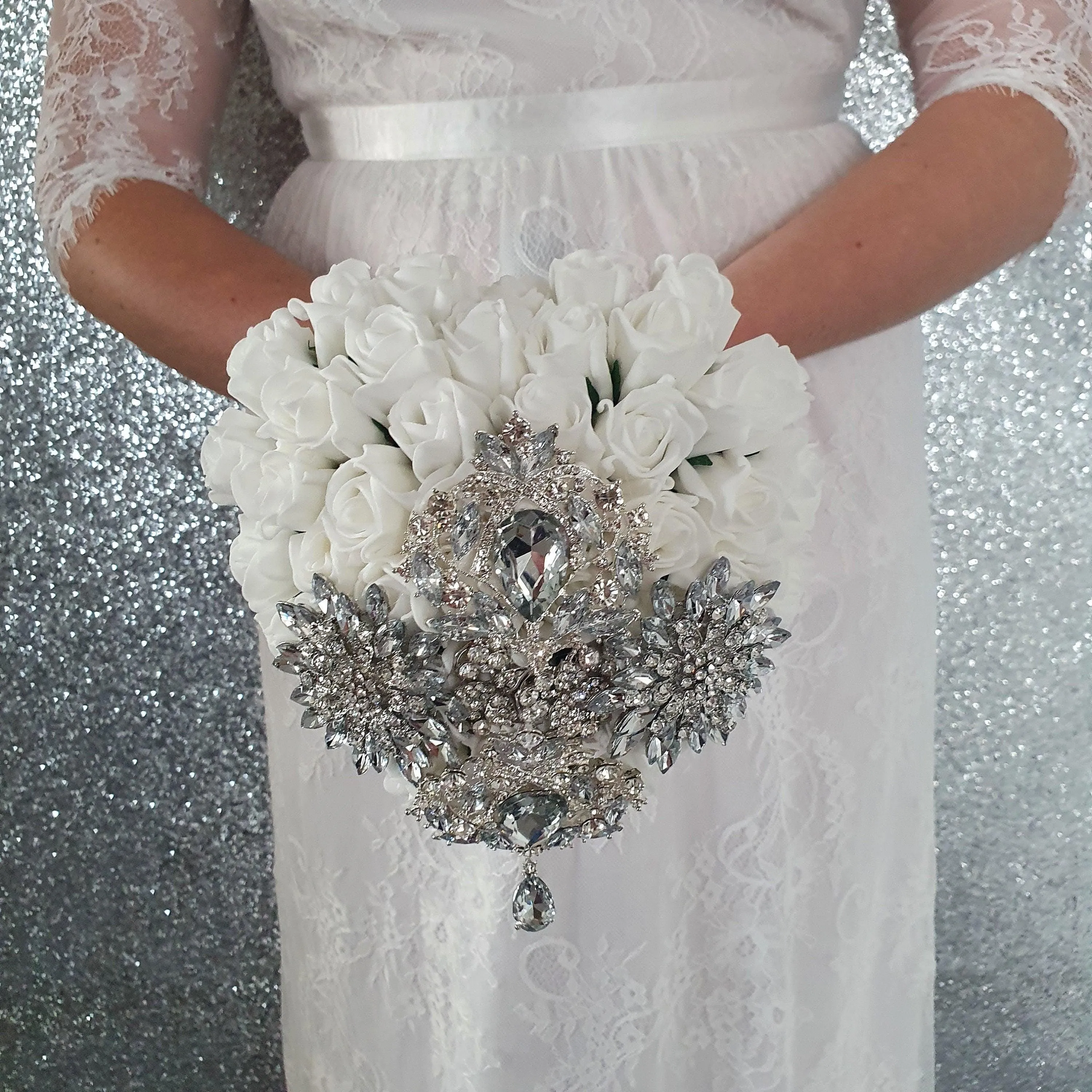 Heart shaped bridesmaid bouquet, Artificial wedding flowers by Crystal wedding uk