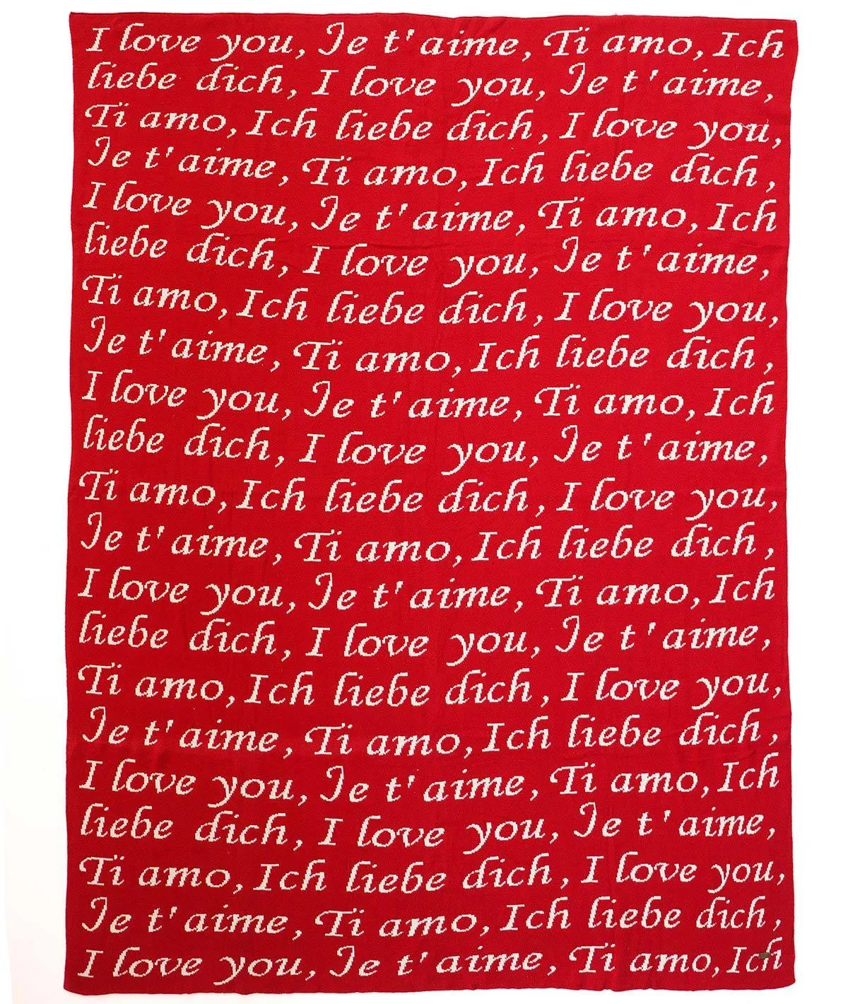 I Love You - Red 100% Cotton Knitted All Season AC Throw Blanket