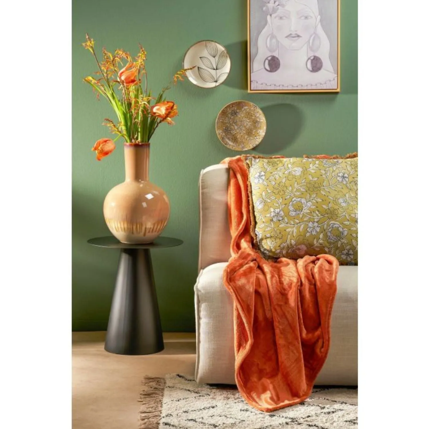 In The Mood 180cm Terracotta Famke Fleece Throw