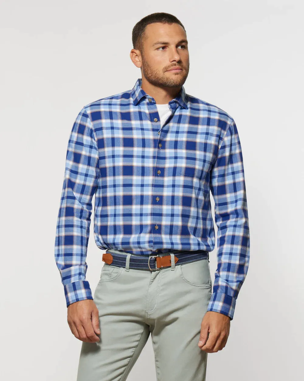 Johnnie-O Zander Tucked Button Up Shirt in Wake