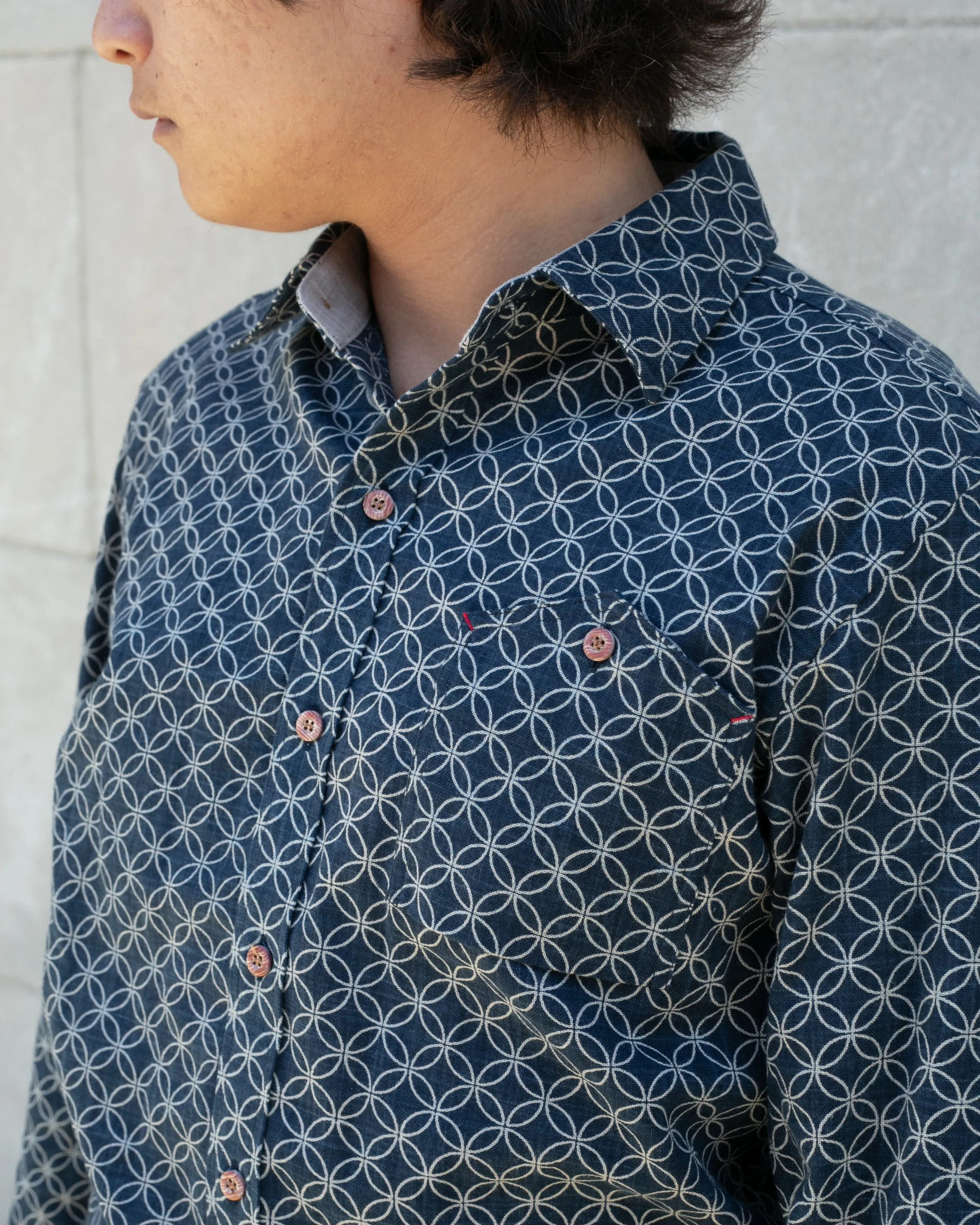 Kiriko Original Shirt, Long Sleeve Button-Up, Indigo Shippou