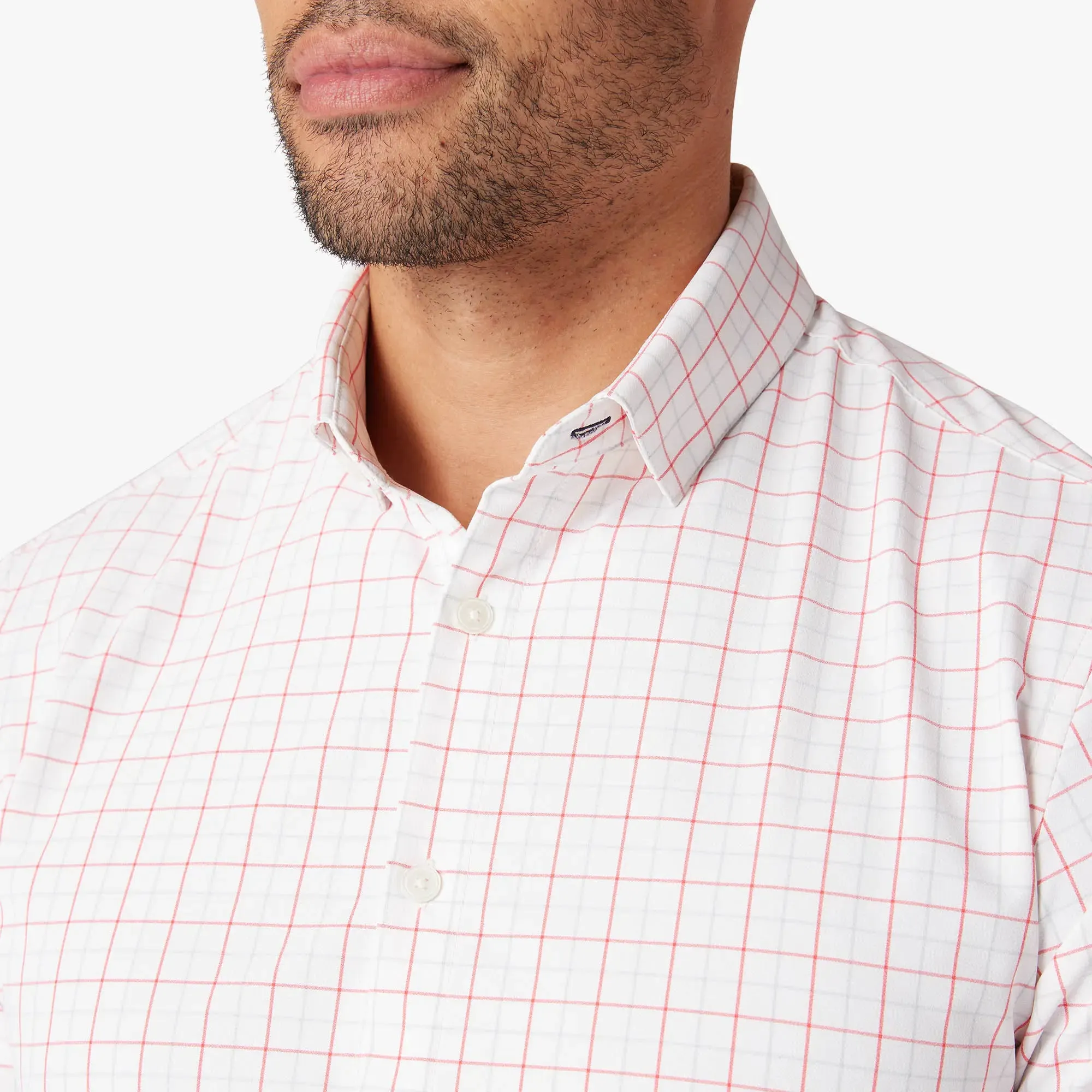 Leeward Long Sleeve Dress Shirt - White Danbury Plaid