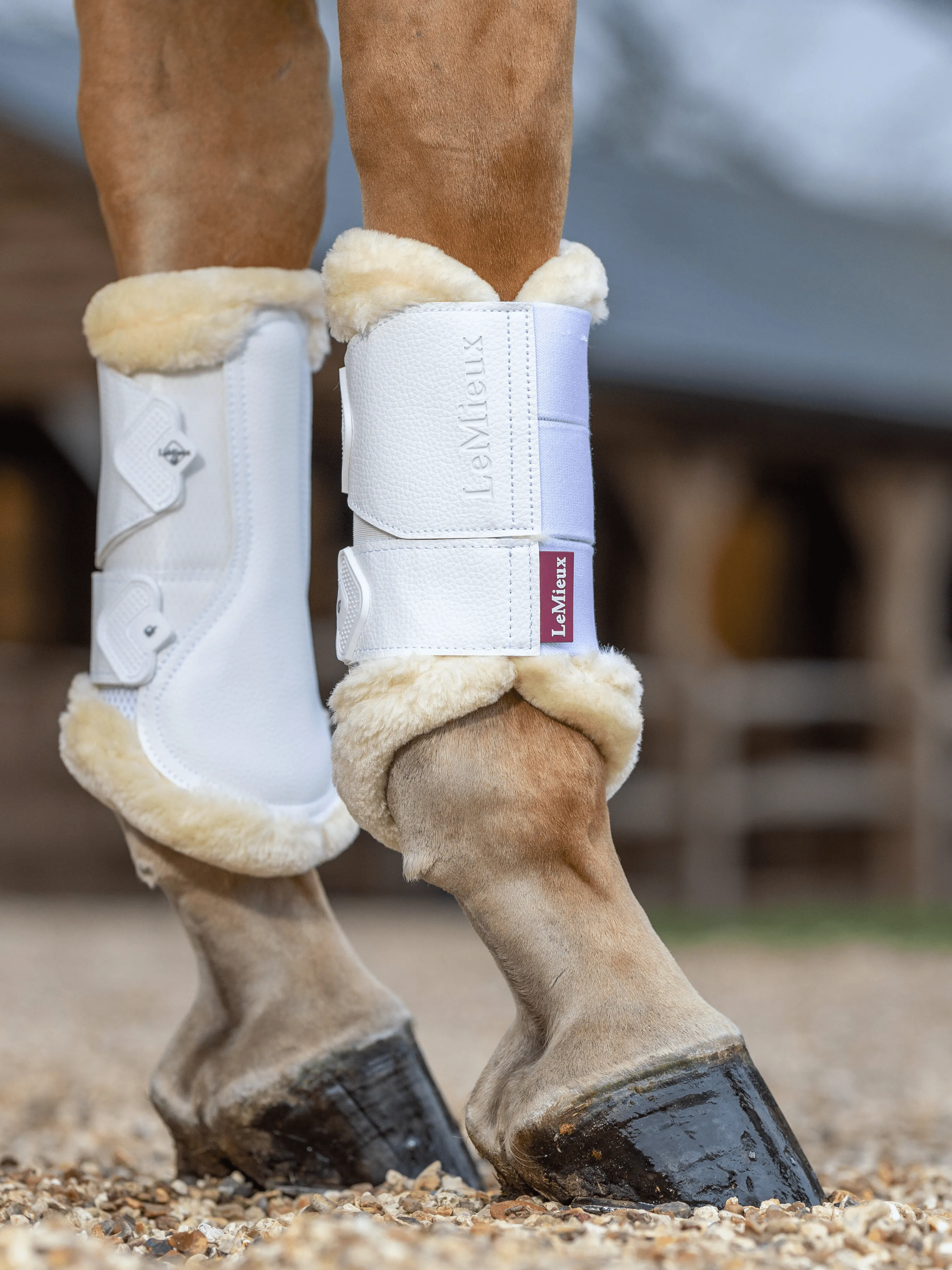 LeMieux Fleece Edged Mesh Brushing Boots - White