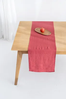 Linen Table Runner In Raspberry