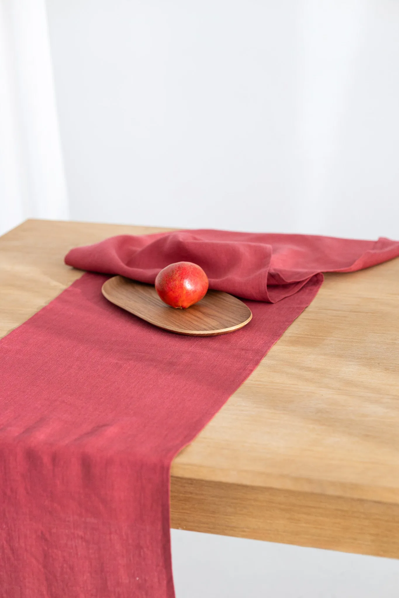 Linen Table Runner In Raspberry