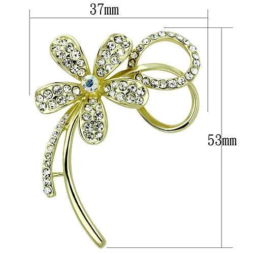 LO2924 - Flash Gold White Metal Brooches with Top Grade Crystal  in Clear