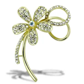 LO2924 - Flash Gold White Metal Brooches with Top Grade Crystal  in Clear