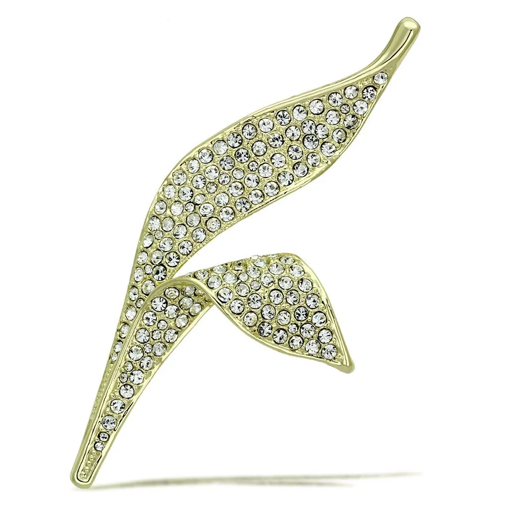 LO2935 - Flash Gold White Metal Brooches with Top Grade Crystal  in Clear