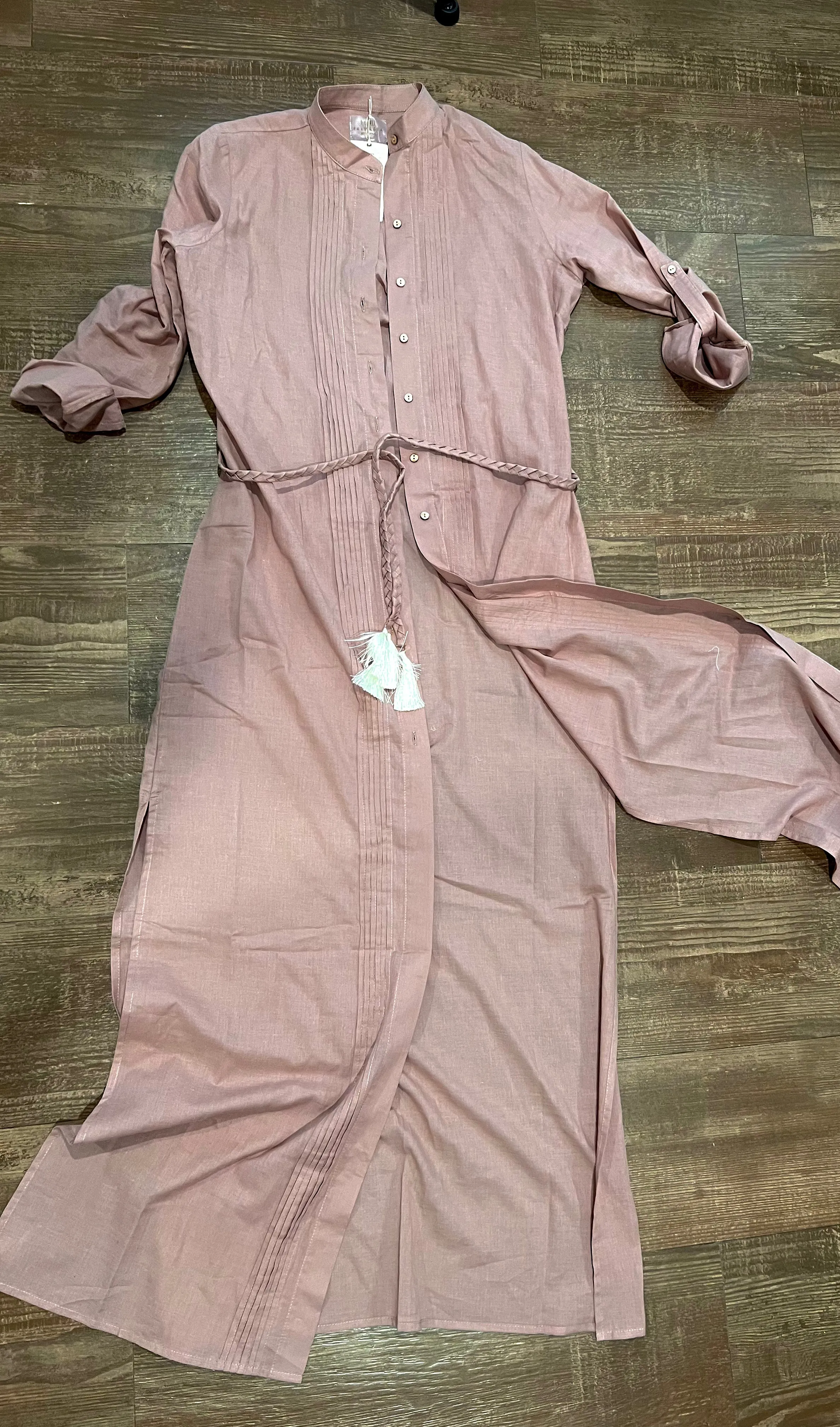 Long Button up Cover up ALMOND