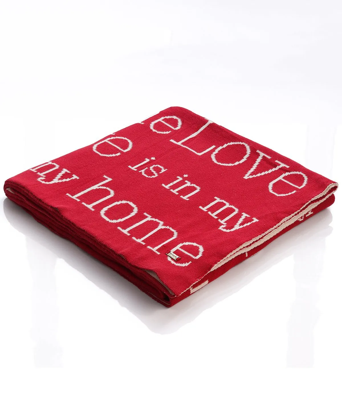 Love My Home - Red 100% Cotton Knitted All Season AC Throw Blanket