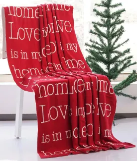 Love My Home - Red 100% Cotton Knitted All Season AC Throw Blanket