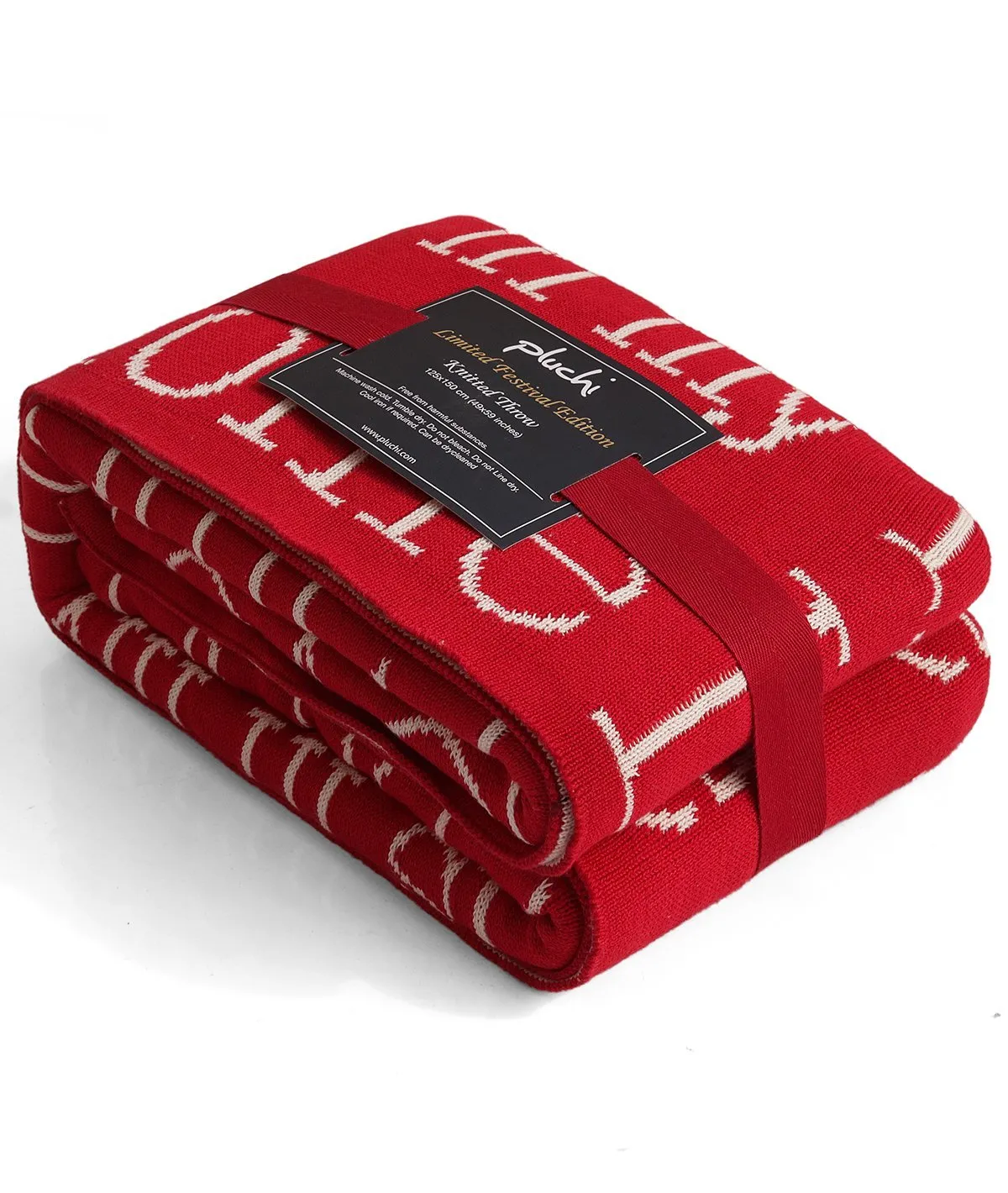 Love My Home - Red 100% Cotton Knitted All Season AC Throw Blanket