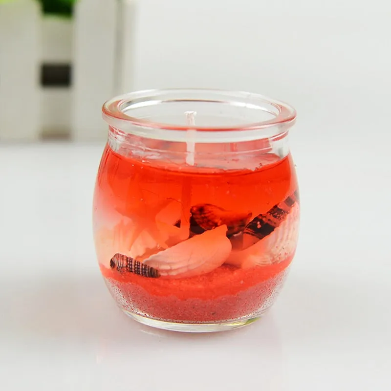 Marine jelly candle with glass jar Ocean Shells Romantic decorative scented candles for Valentines Wedding birthday gift