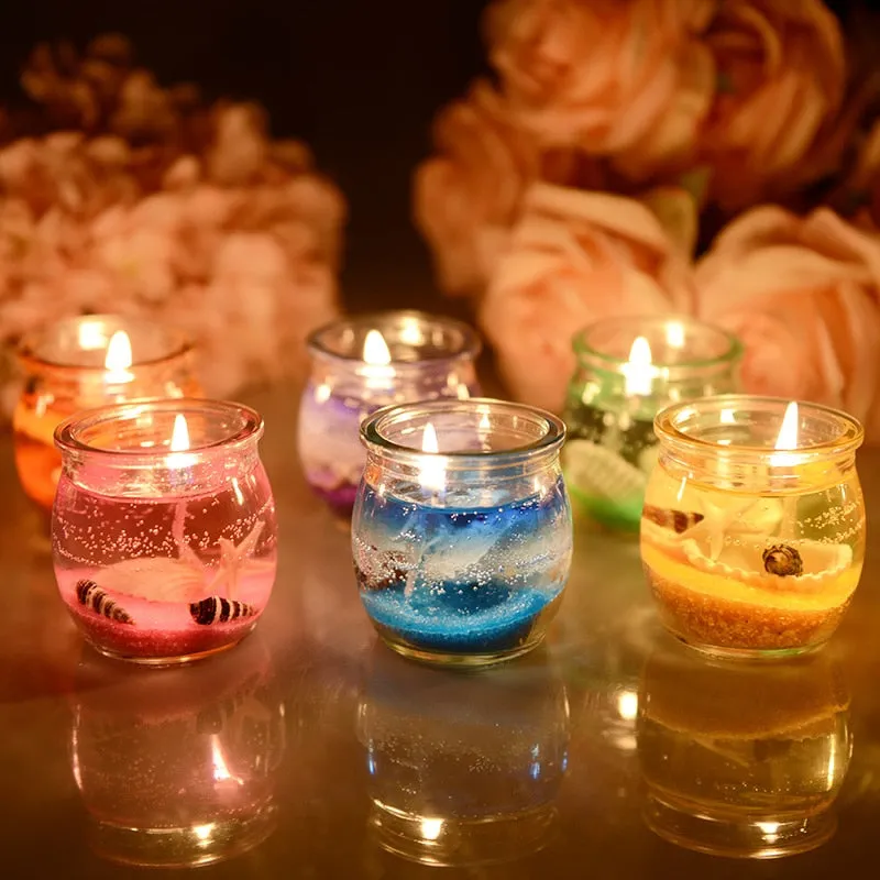 Marine jelly candle with glass jar Ocean Shells Romantic decorative scented candles for Valentines Wedding birthday gift