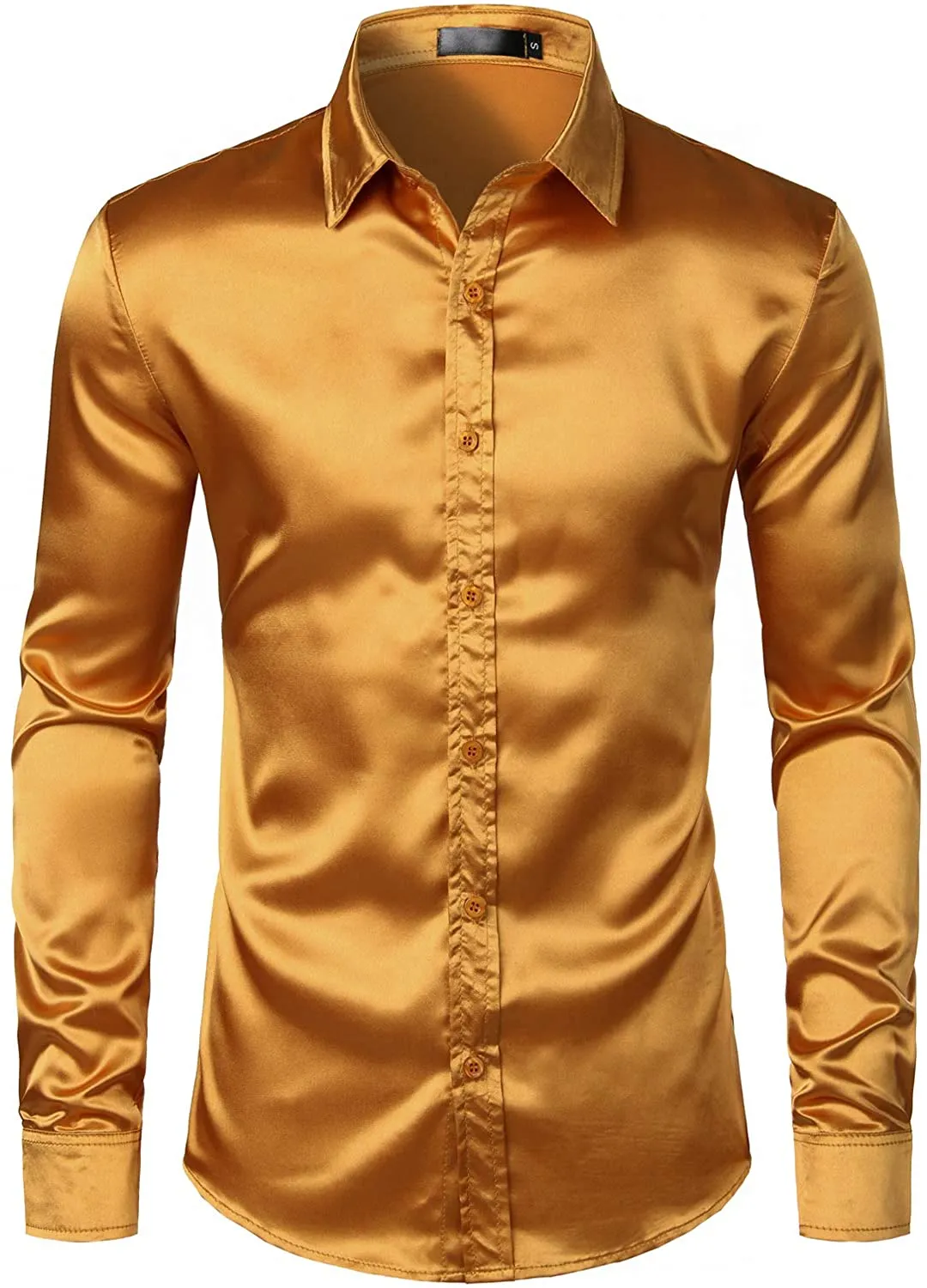 Men's Luxury Turquoise Shiny Silk Like Satin Button Up Shirt