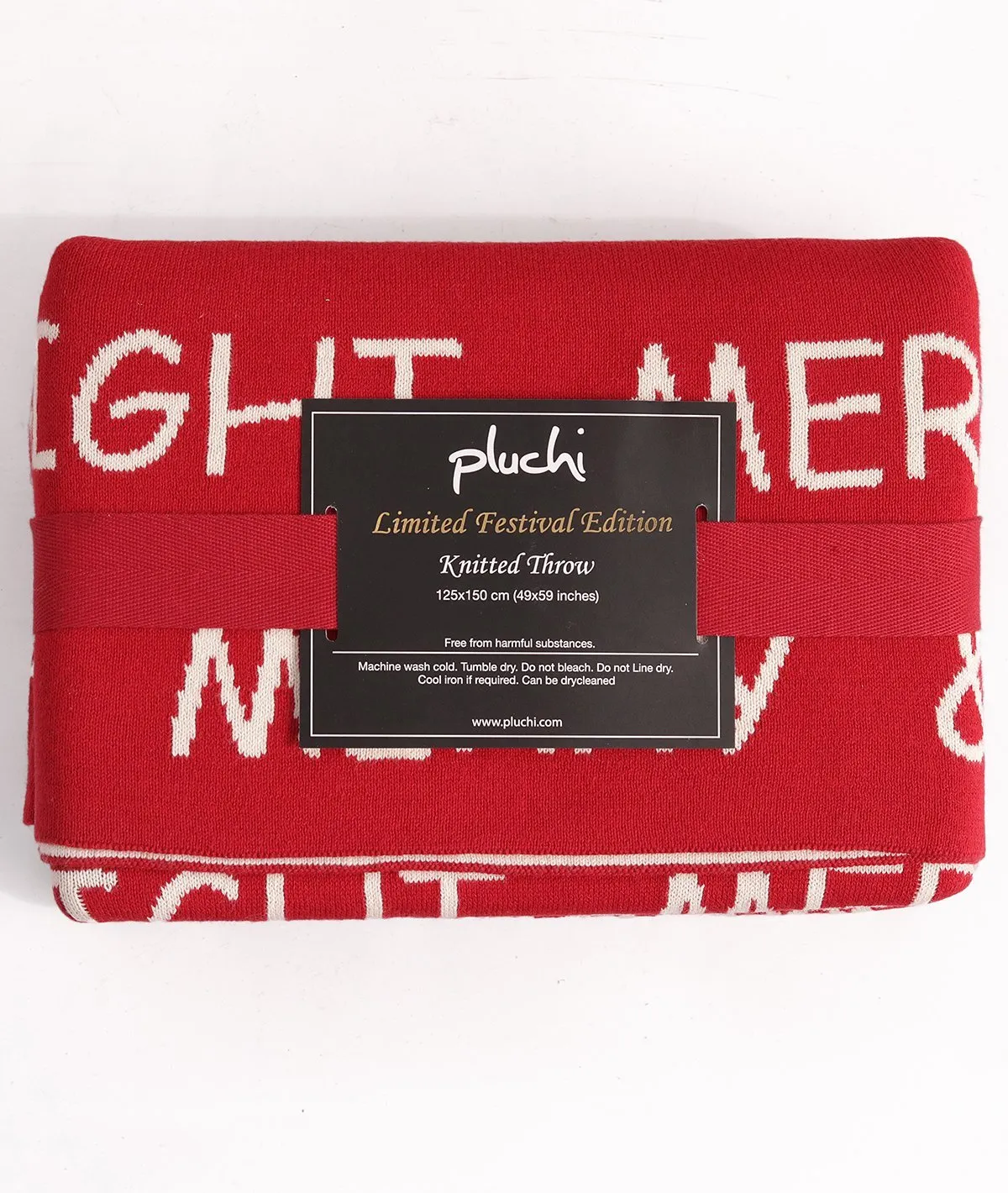 Merry & Bright - Red 100% Cotton Knitted All Season AC Throw Blanket