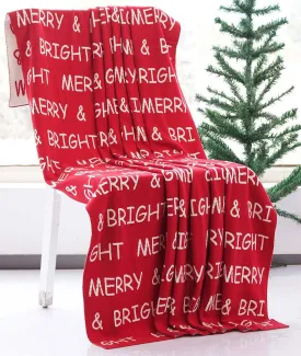 Merry & Bright - Red 100% Cotton Knitted All Season AC Throw Blanket