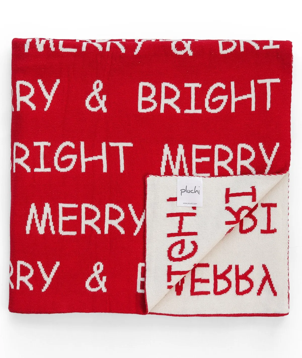 Merry & Bright - Red 100% Cotton Knitted All Season AC Throw Blanket