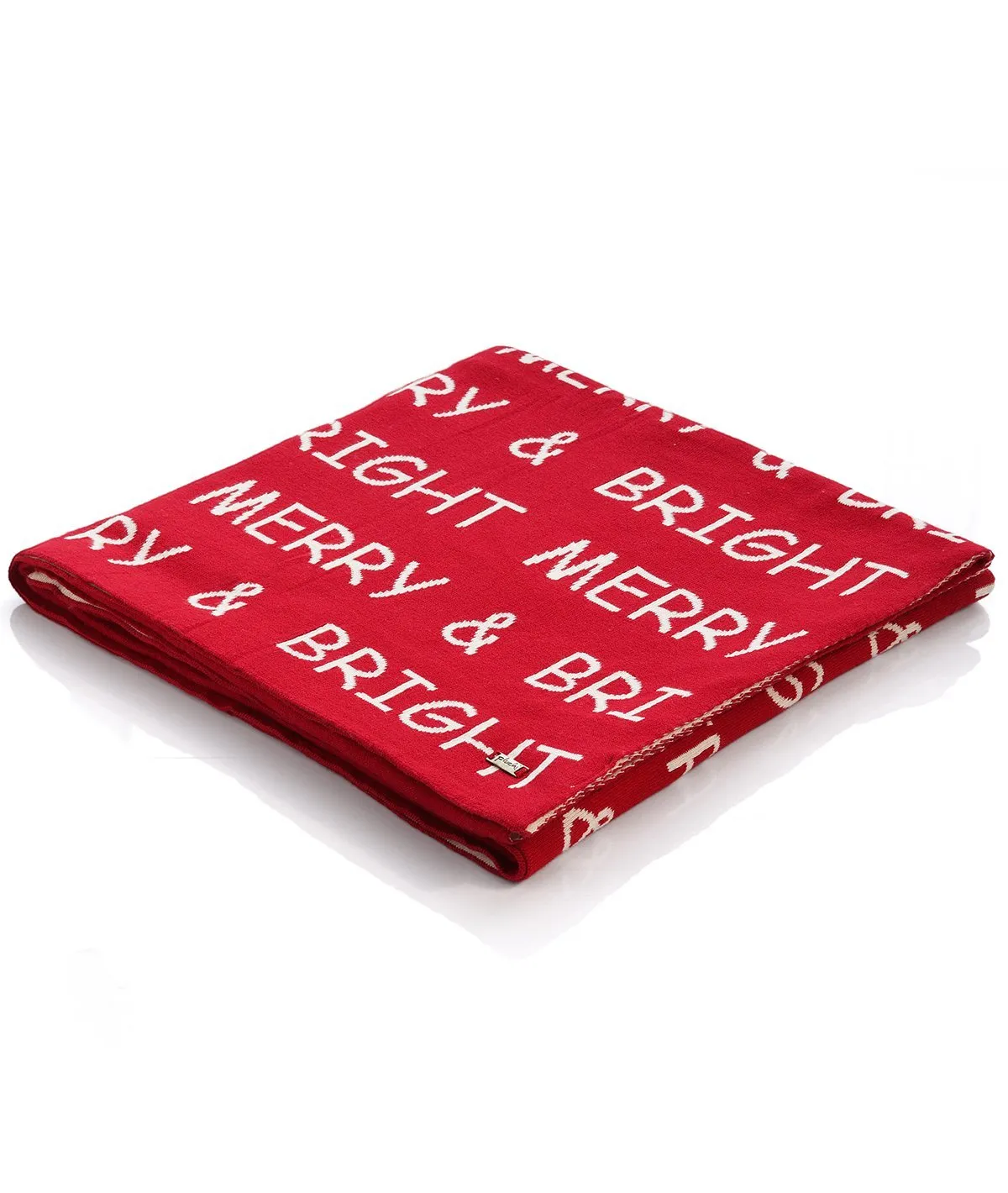 Merry & Bright - Red 100% Cotton Knitted All Season AC Throw Blanket