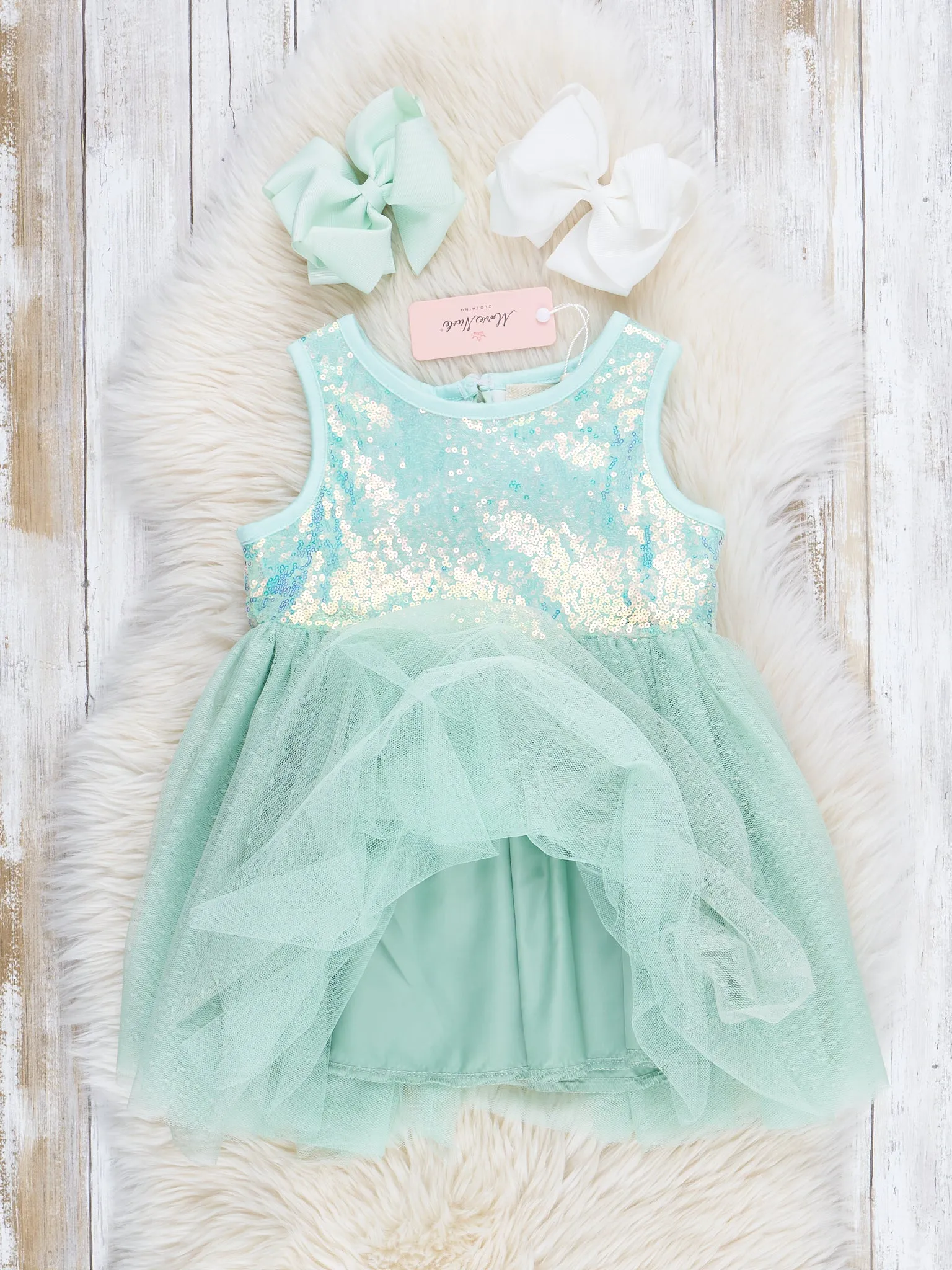 Mint Sleeveless Sparkle Party Dress