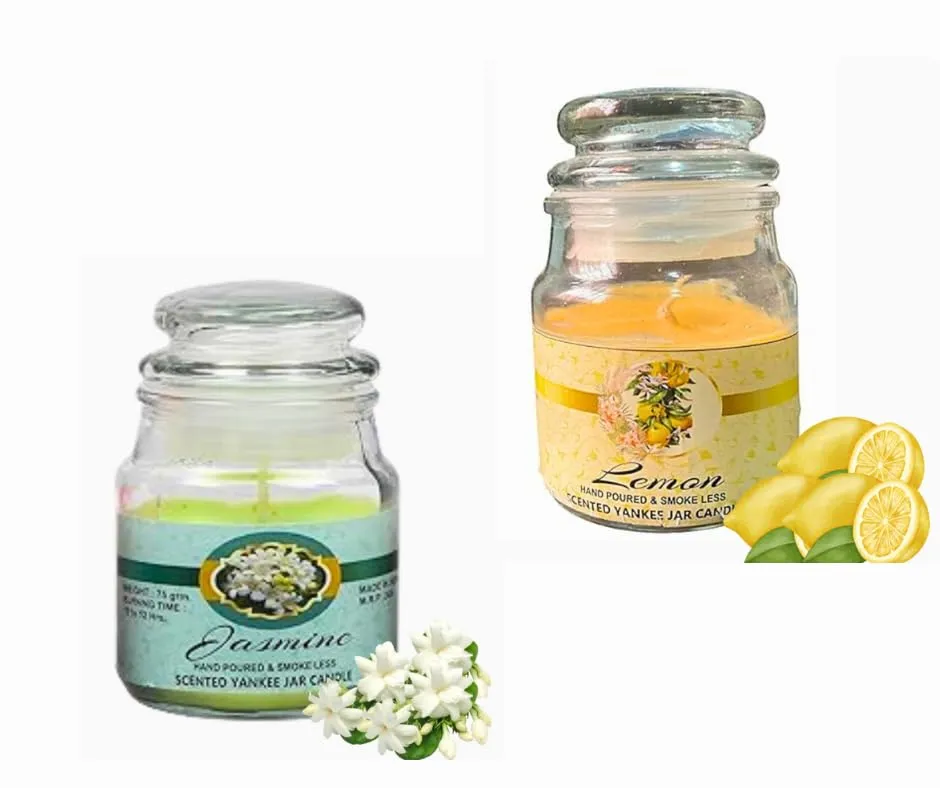 MISS PEACH Aroma Candles Fragrance Jar Candle Candles for Home Decor, Scented Candle Set of 2, Best Gift, Jasmine, Lemon