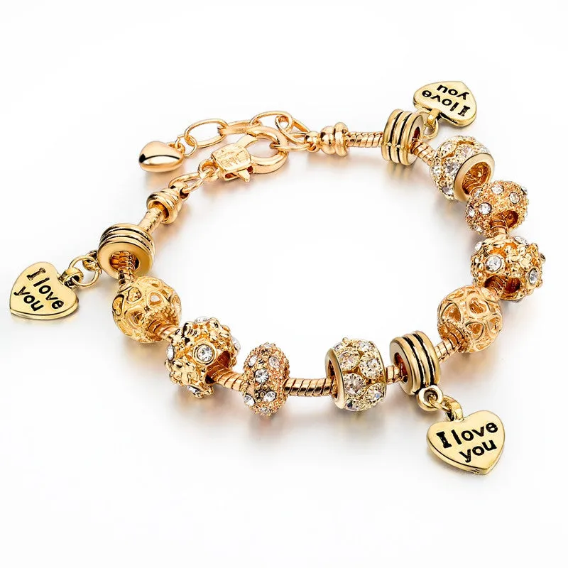 New Arrival Gold Charm Bracelets For Women Snake Chain Heart Bracelets Bangles DIY Crystal Jewelry Pulseras