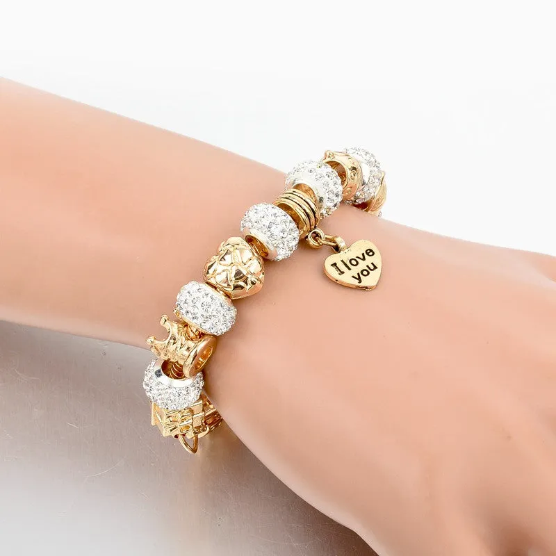 New Arrival Gold Charm Bracelets For Women Snake Chain Heart Bracelets Bangles DIY Crystal Jewelry Pulseras