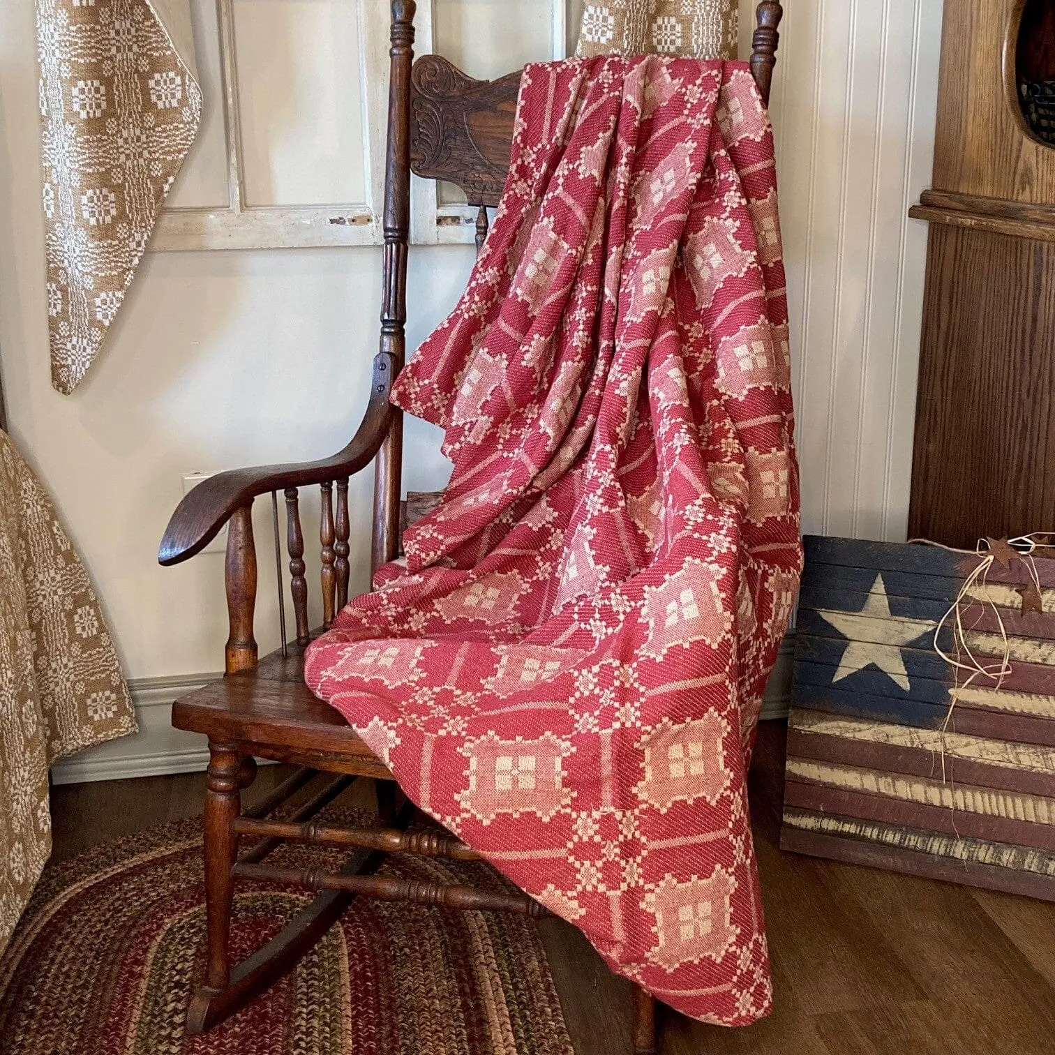 Newbury Cranberry and Tan Woven Throw