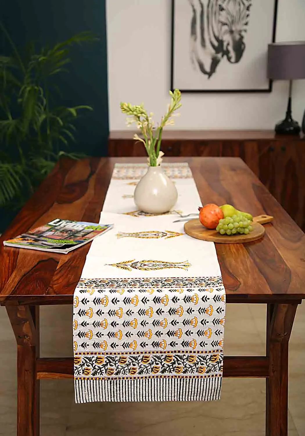 Olive Grace Hand Block Print Table Runner