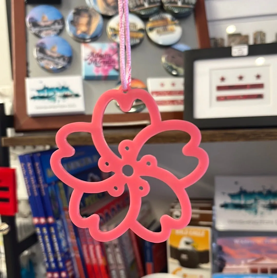 Pink Acrylic Stylized Cherry Blossom Ornament