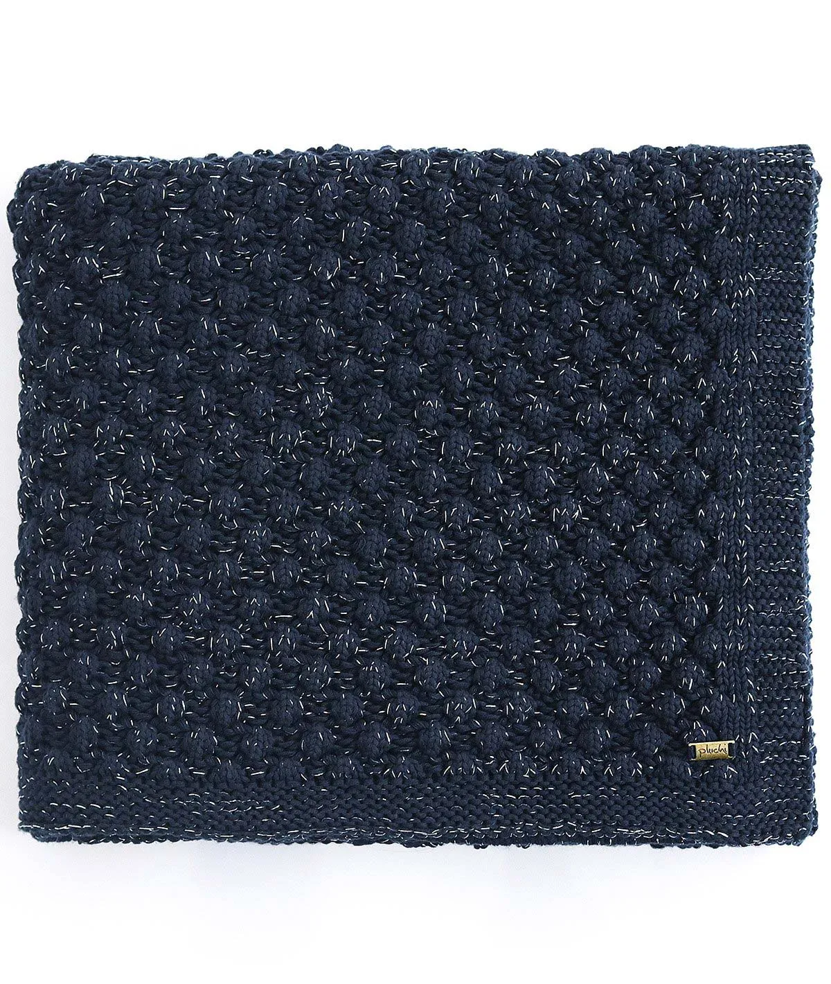 Popcorn - Navy with Silver Metallic Yarn 100% Cotton Knitted All Season AC Throw Blanket