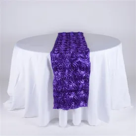 Purple - 14 x 108 Inch Rosette Satin Table Runners