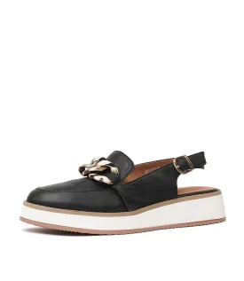 Quivers Black Leather Loafers