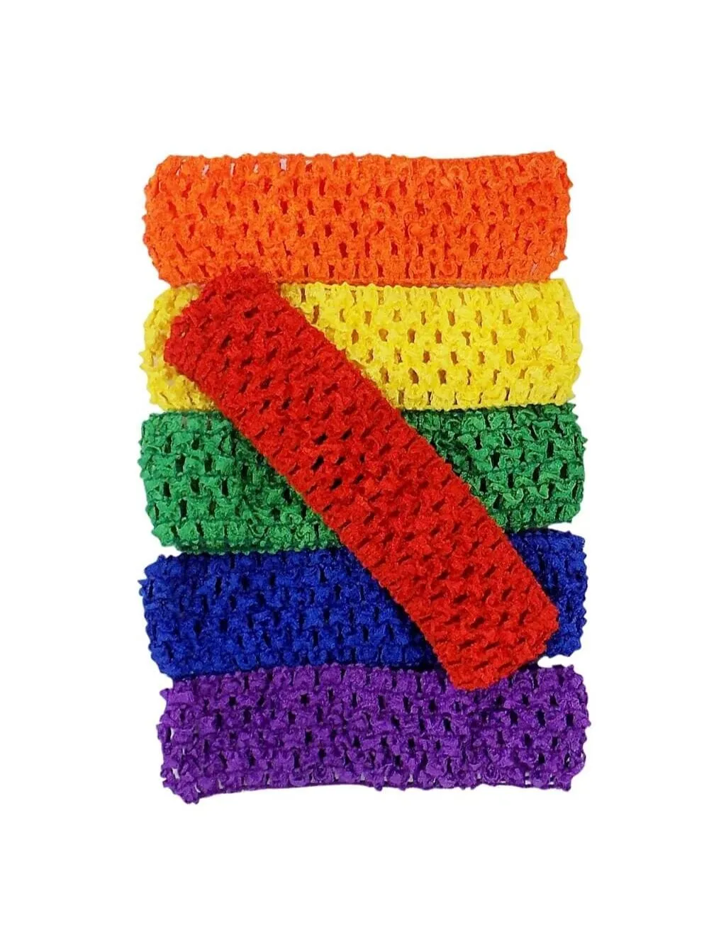 Rainbow Brights - 6 Pack 1.5" Elastic Crochet Headbands