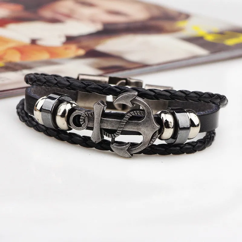 Retro rope leather men bracelets leather hand woven bracelet braided bracelet male female bracelets & bangles fashion Jewelry