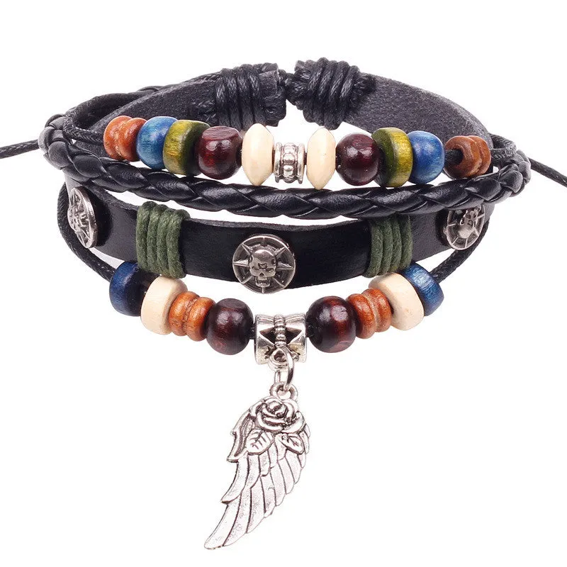 Retro rope leather men bracelets leather hand woven bracelet braided bracelet male female bracelets & bangles fashion Jewelry