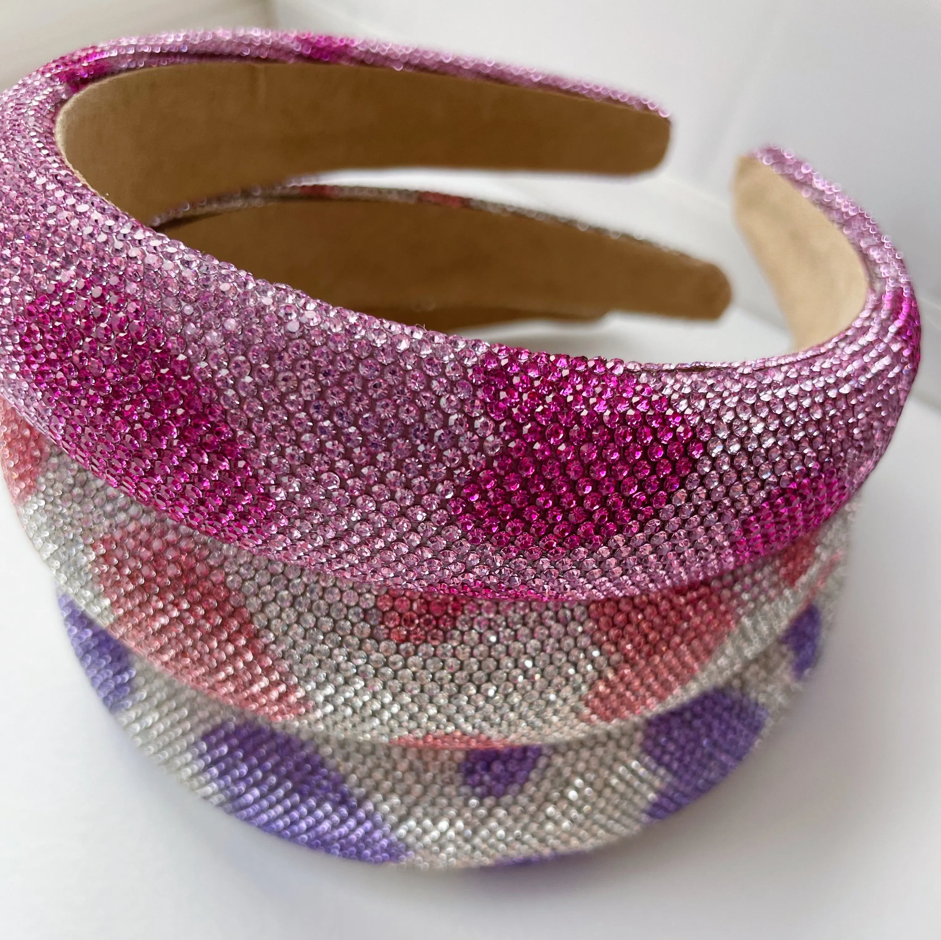 Rhinestone Heart Sponge Padded Headbands