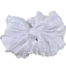 Rockin Royalty Baby Girl White Ruffled Headband