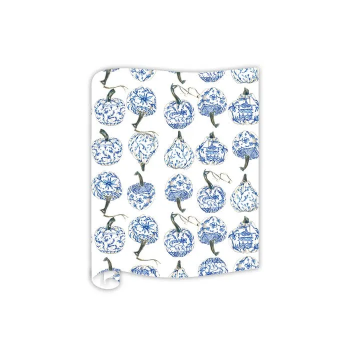 RosanneBeck Collections - Handpainted Blue Asian Pumpkins Table Runner