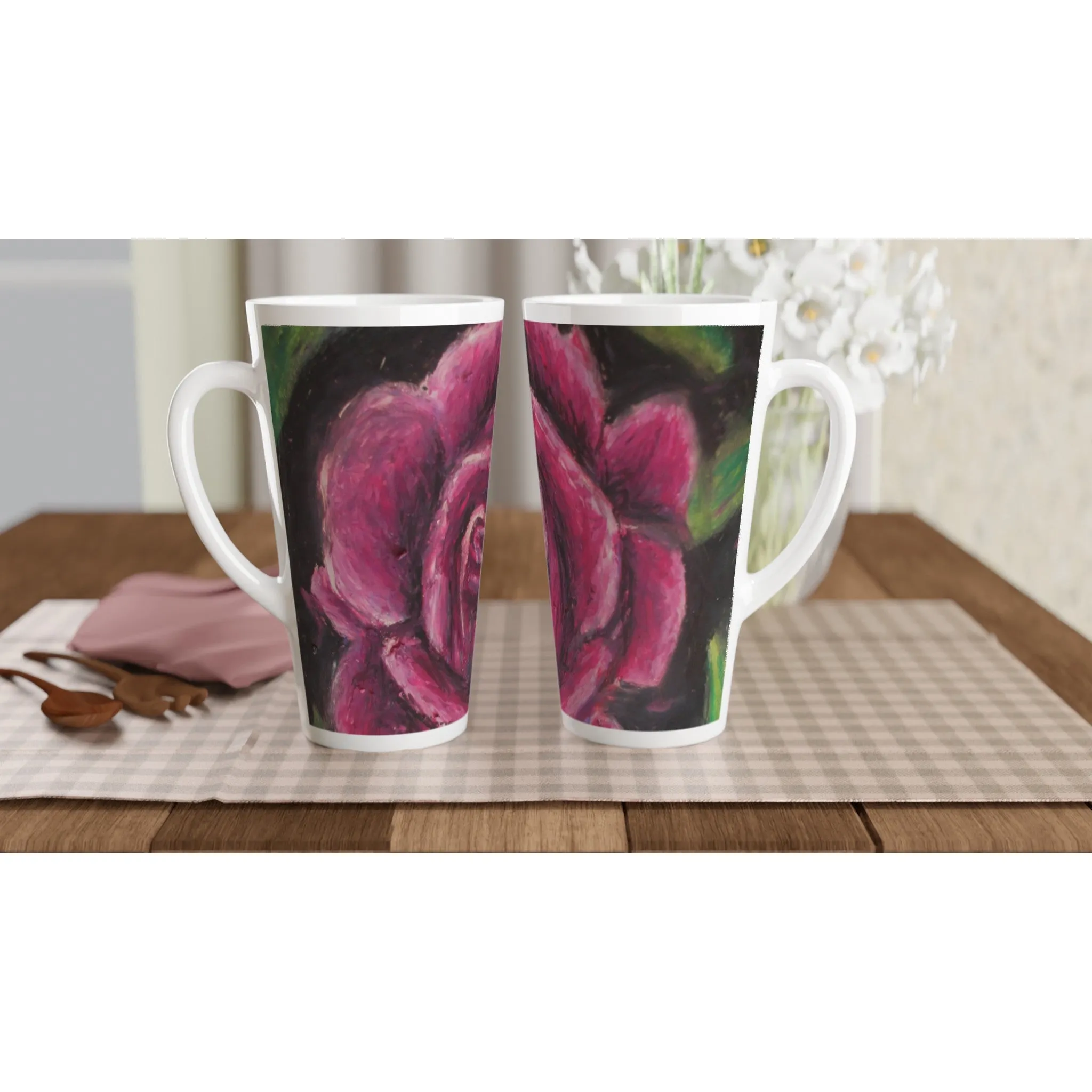 Rosy Pink ~ Latte 17oz Ceramic Mug