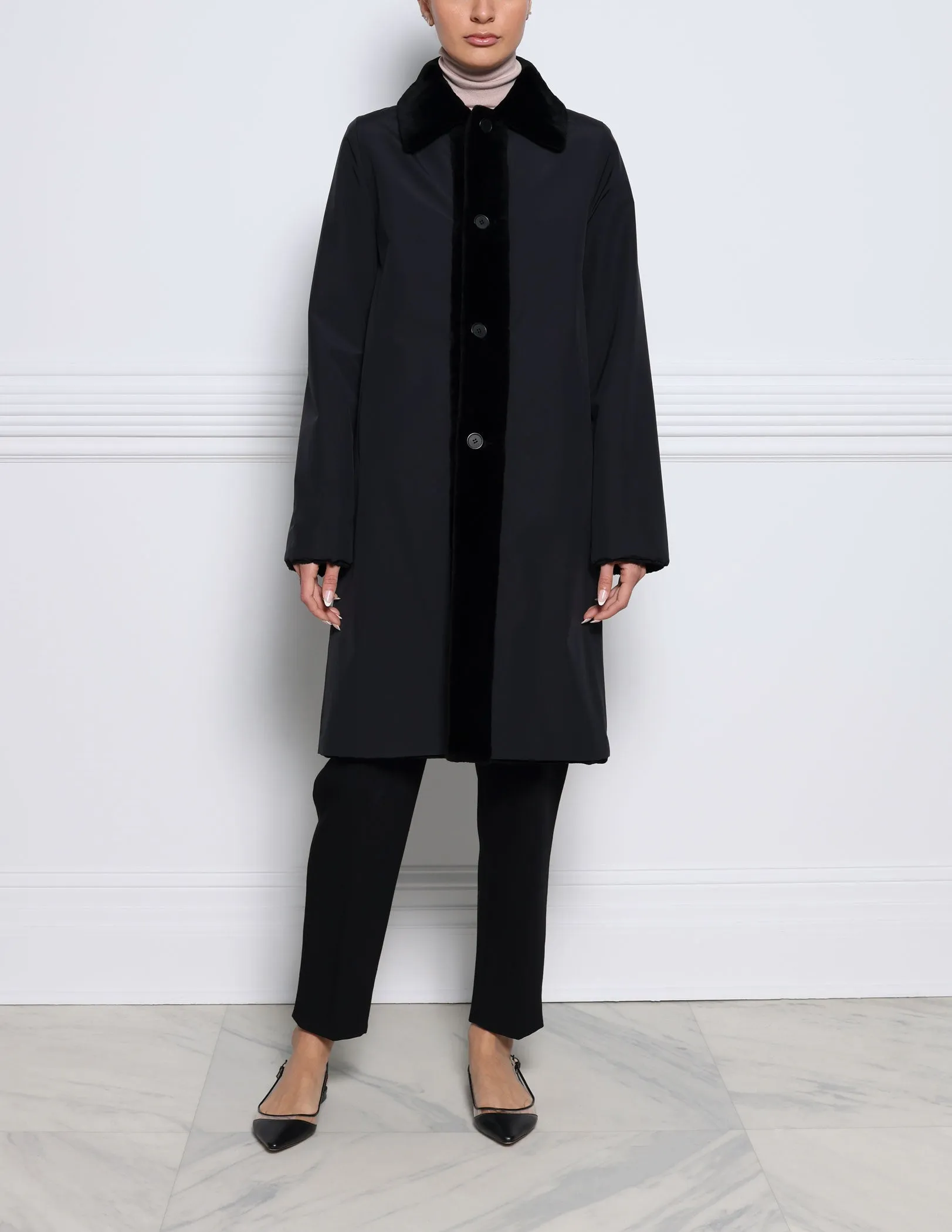 The April Sheared Mink Fur Reversible Storm Coat