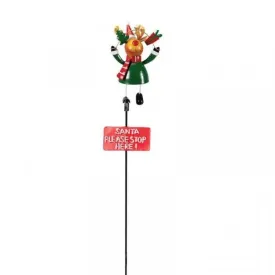 Three Kings 80cm Santa Stop Here Rudy Reindeer Stake