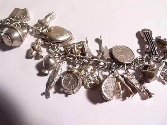 Vintage sterling silver charm bracelet for her